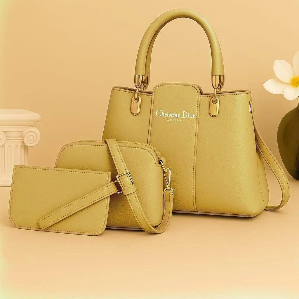 Leather Plain Hand Bag Set