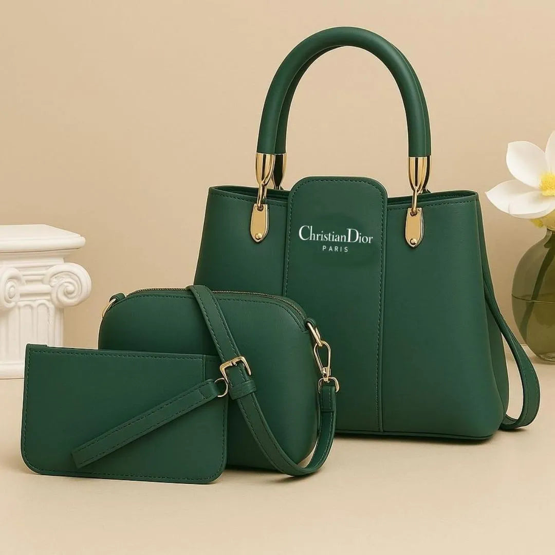 Leather Plain Hand Bag Set