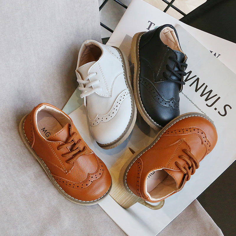 Boy's Leather Shoes British Style New Soft Sole Shoes