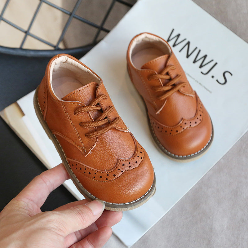 Boy's Leather Shoes British Style New Soft Sole Shoes