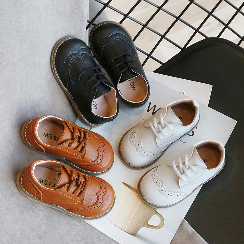Boy's Leather Shoes British Style New Soft Sole Shoes