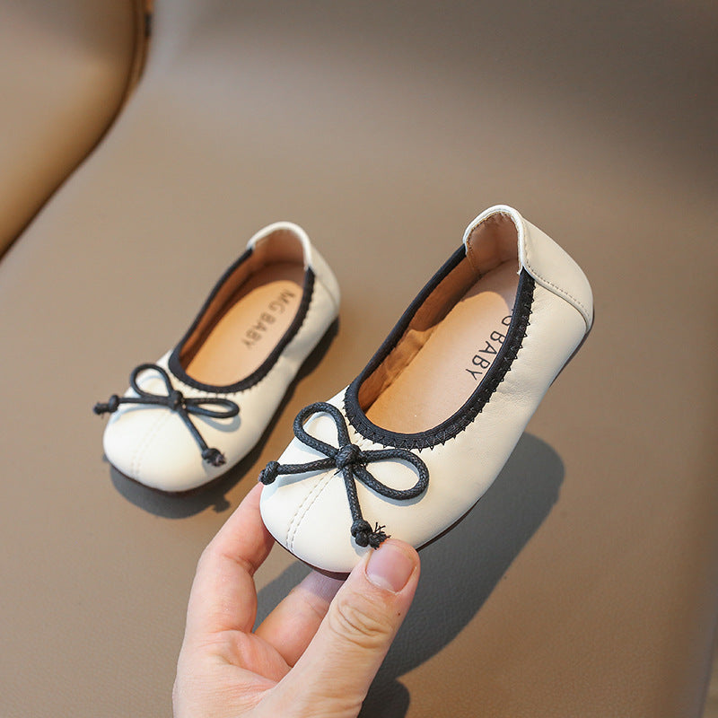 Flats Flats 2025 Spring & Fall New Soft-Soled Bow Girls Princess Shoes Korean Style  Leather Shoes