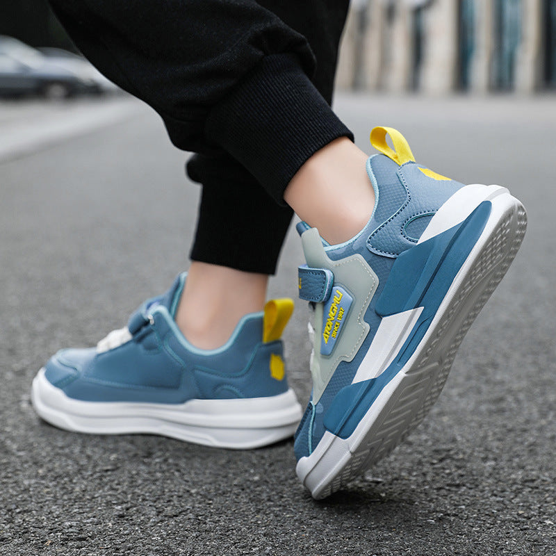 Children's sneaker spring and summer new waterproof leather running shoes for boys medium and big children fashionable all-matching children's shoes for girls