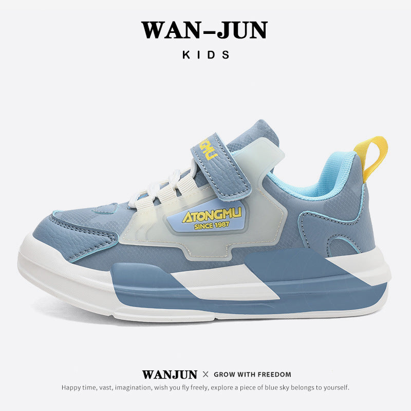 Children's sneaker spring and summer new waterproof leather running shoes for boys medium and big children fashionable all-matching children's shoes for girls