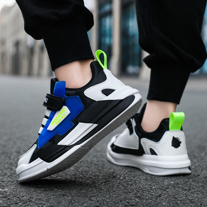 Children's sneaker spring and summer new waterproof leather running shoes for boys medium and big children fashionable all-matching children's shoes for girls