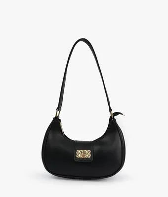 Girl's PU Leather Plain Shoulder Bag Moon Shap Bag