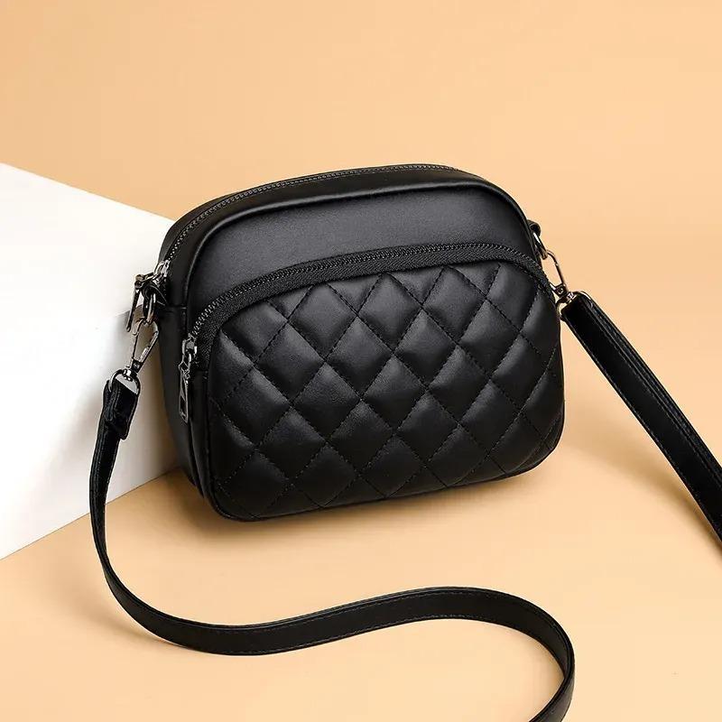 Women's Embroidered Crossbody Bag - 1 Pc Multipurpose Black PU Leather