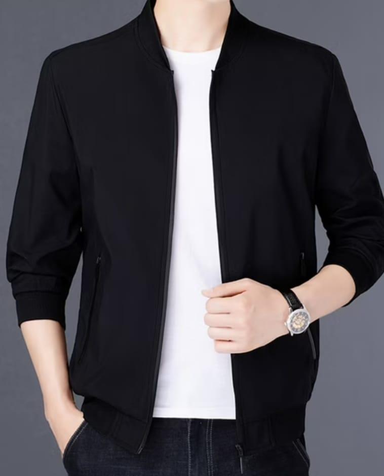 Men's Plain Fleece Jacket - 1 Pc | Black Collared style