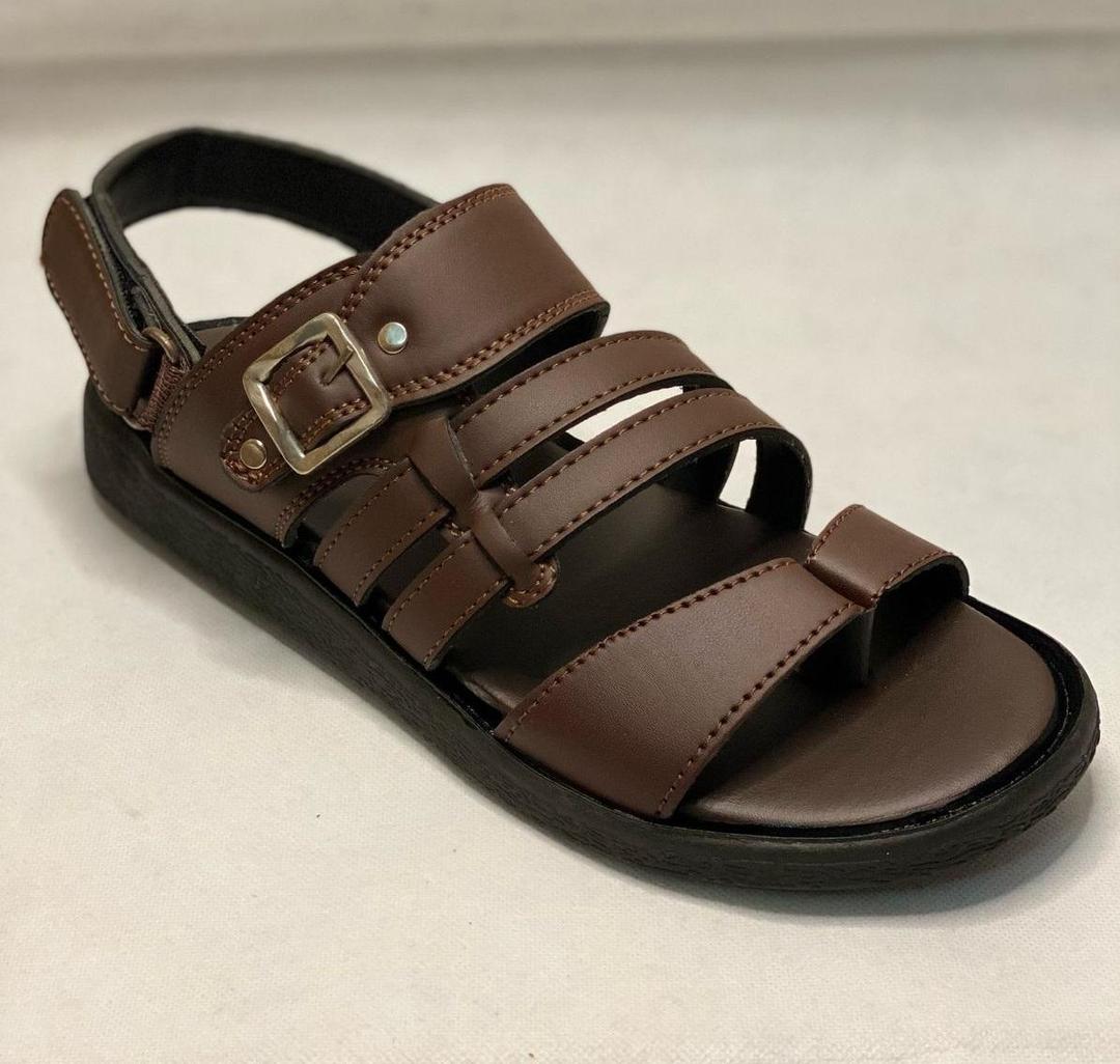 Men's Leather Fancy Sandals Brown